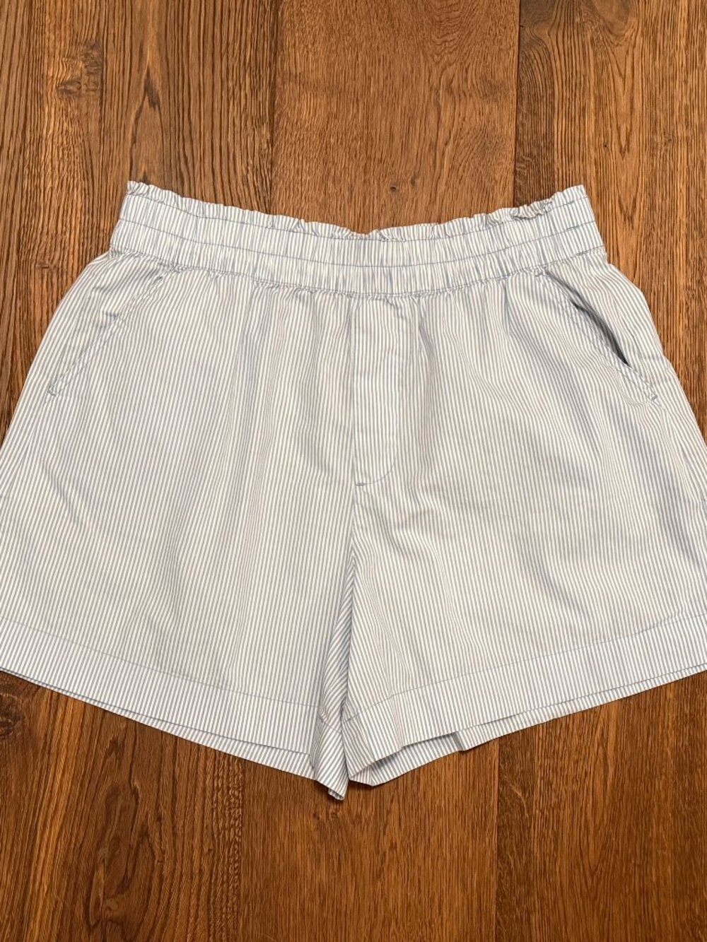 Aerie - Good Day Shorts - Blue/White Stripe - Size Large - Picture 4 of 6